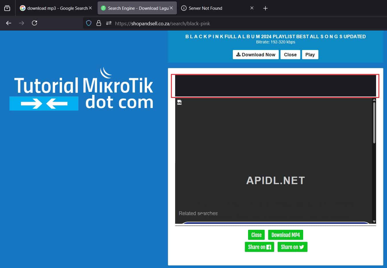 Link Download mp3 diblokir Mikrotik